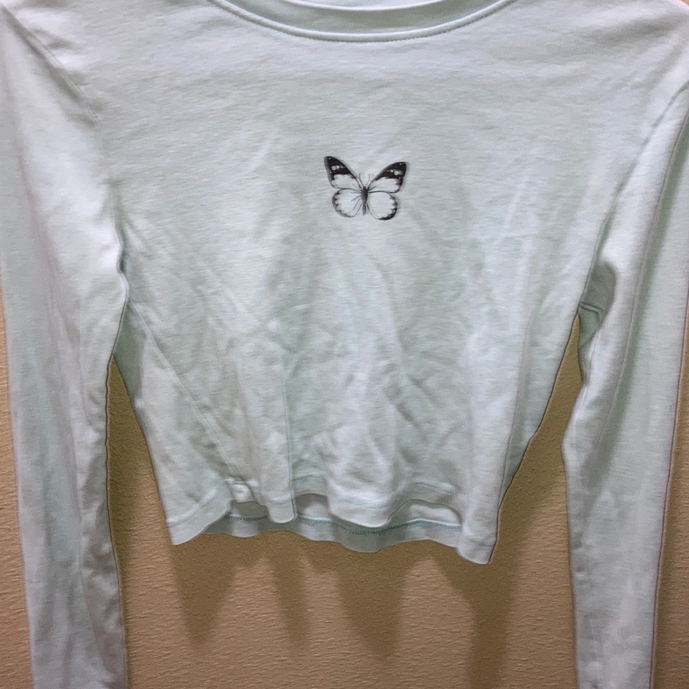CROP TOP LONG SLEEVE LIGHT BLUE